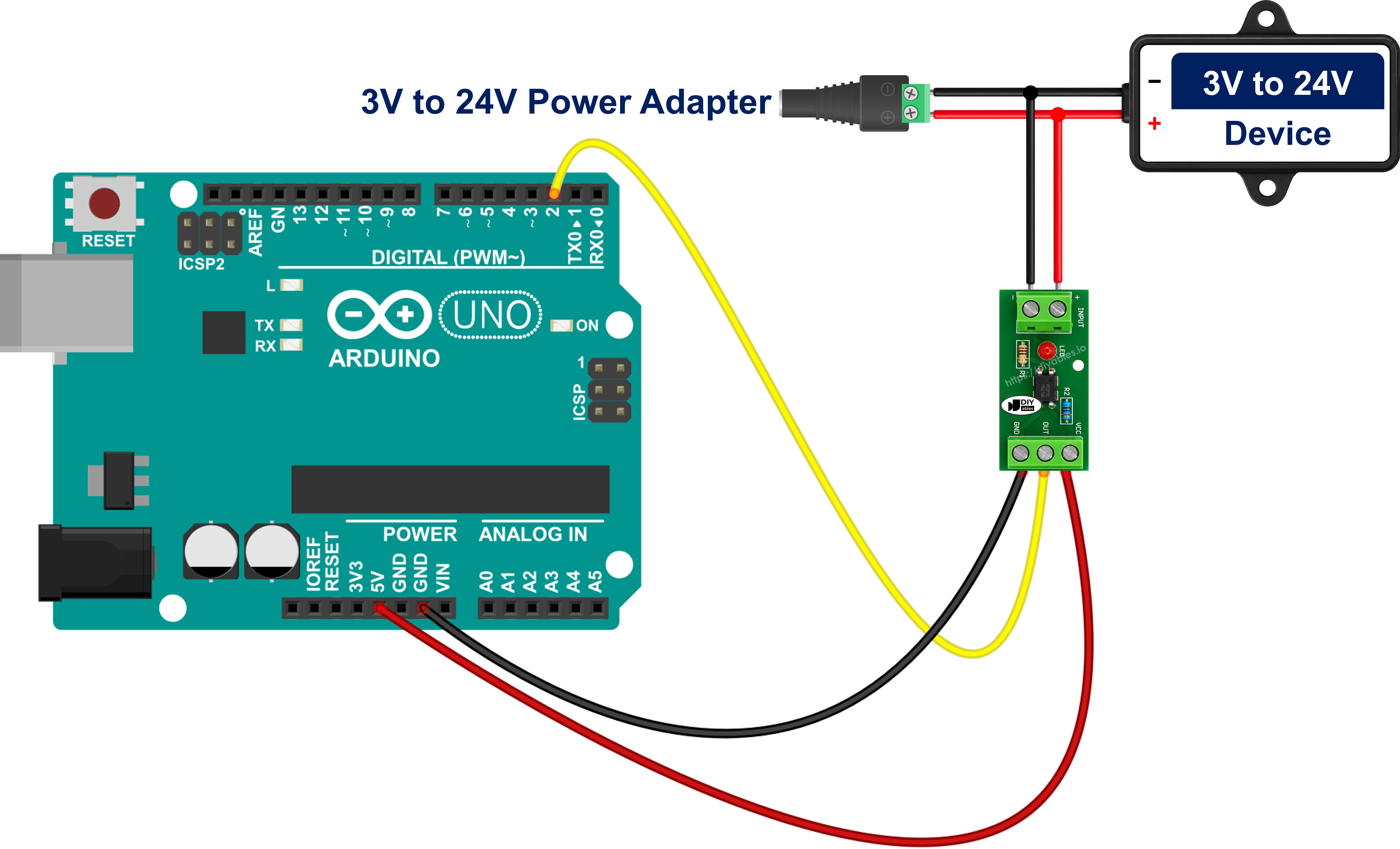 Diagrama de ligação do módulo de isolamento optoacoplador PC817 com Arduino