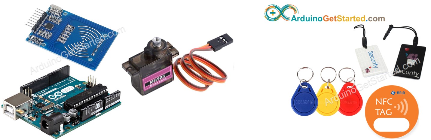 Componentes do Arduino com rfid e servo motor