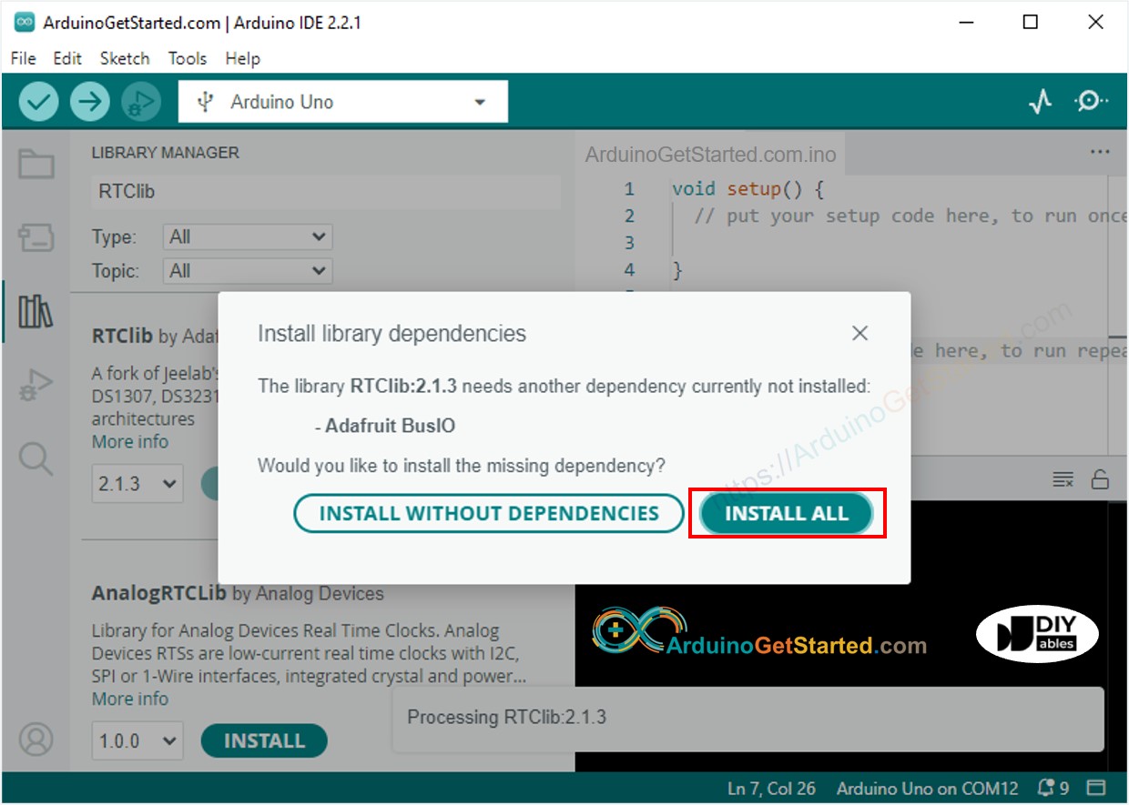Biblioteca de dependência RTC para Arduino