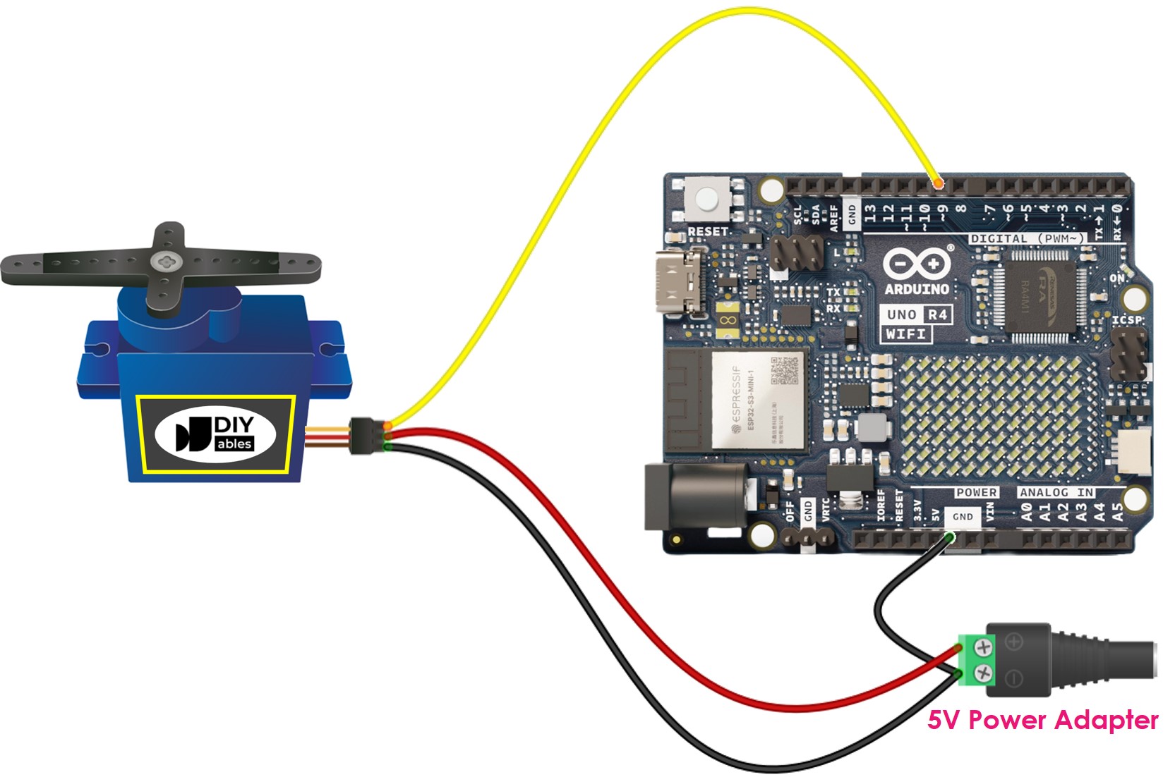 Arduino servo motor fonte de alimentação diagrama de ligação