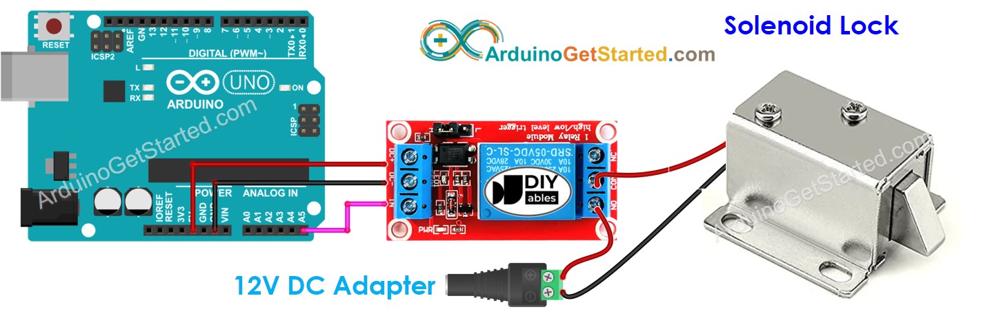 Diagrama de Ligação da Fechadura Solenoide com Arduino