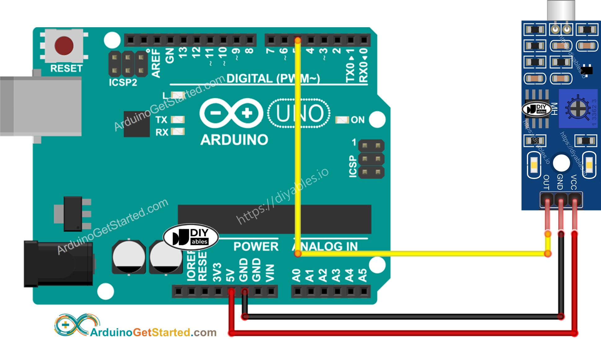 Diagrama de Ligação do Sensor de Som com Arduino