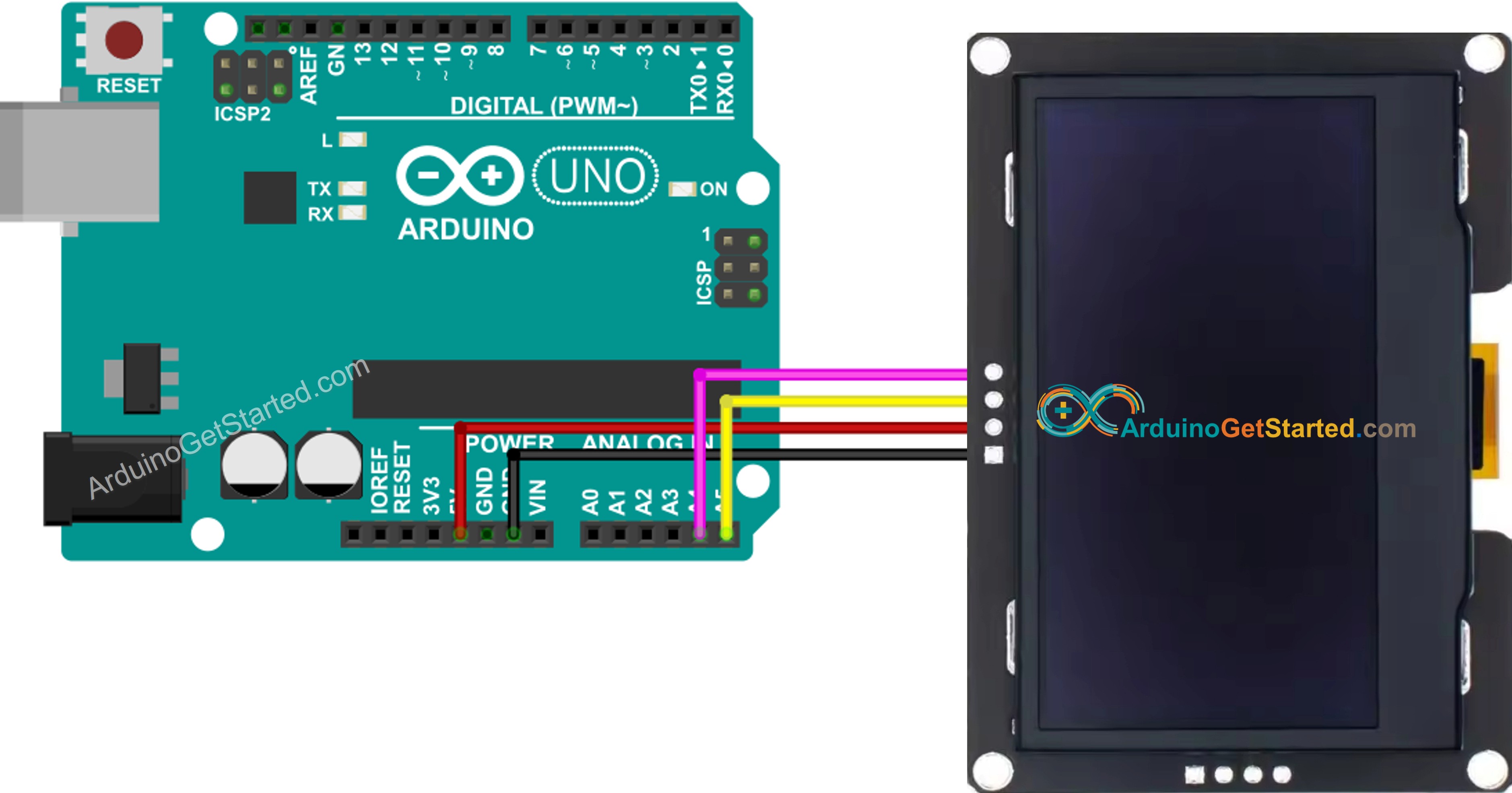 Ligação real do Arduino com OLED SSD1309 128x64