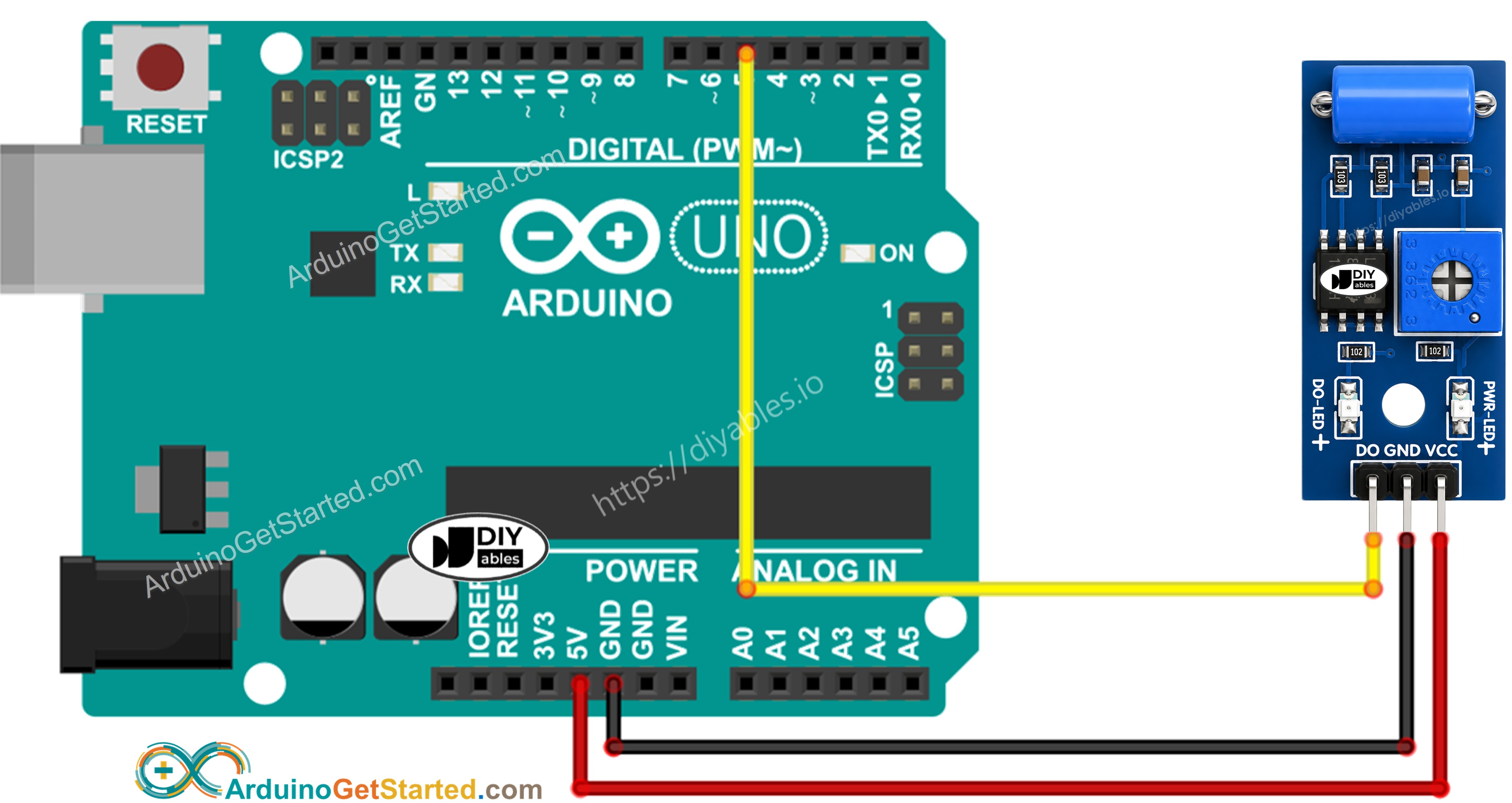 Diagrama de Ligação do Sensor de Vibração SW-420 com Arduino