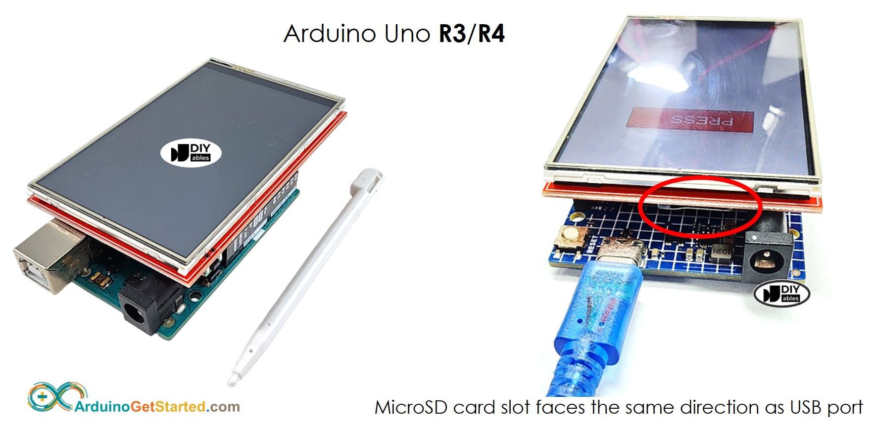 Diagrama de ligação do Arduino com TFT LCD Touch