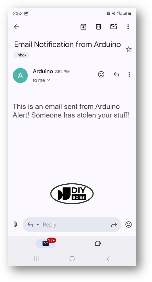 E-mail de detecção de furto com Arduino