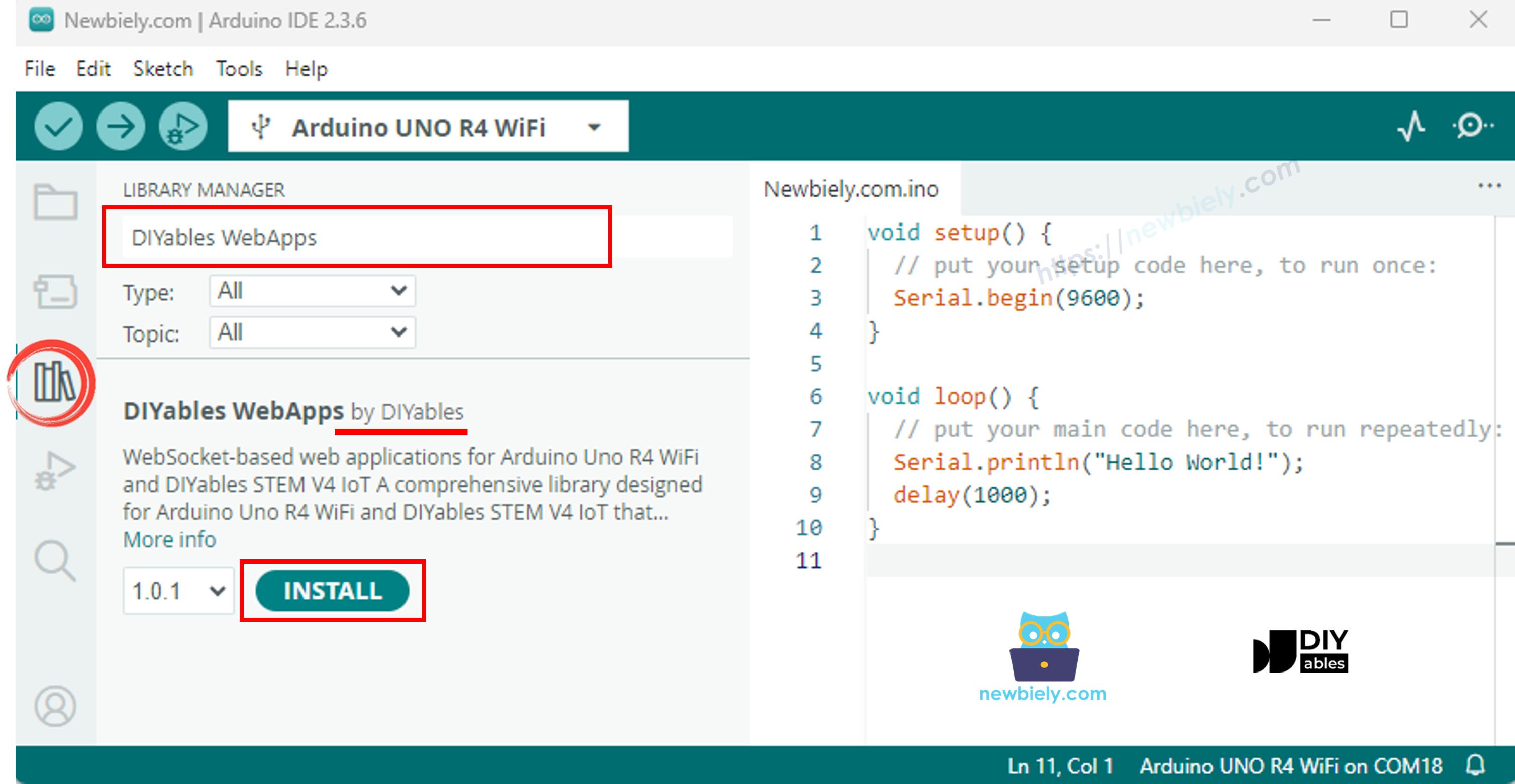 Biblioteca DIYables WebApps para Arduino UNO R4