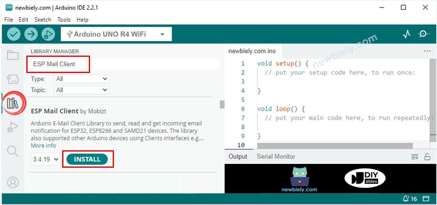 Biblioteca ESP Mail Client para Arduino UNO R4