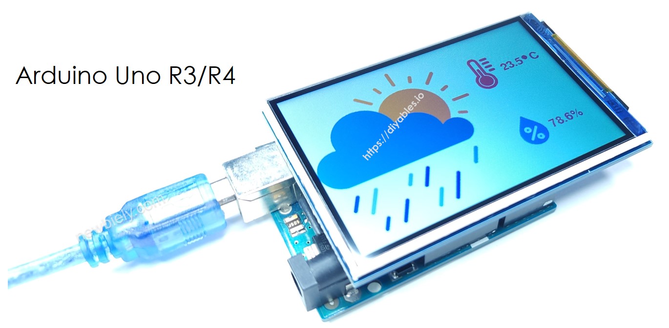Arduino UNO R4 exibindo várias imagens no display TFT LCD