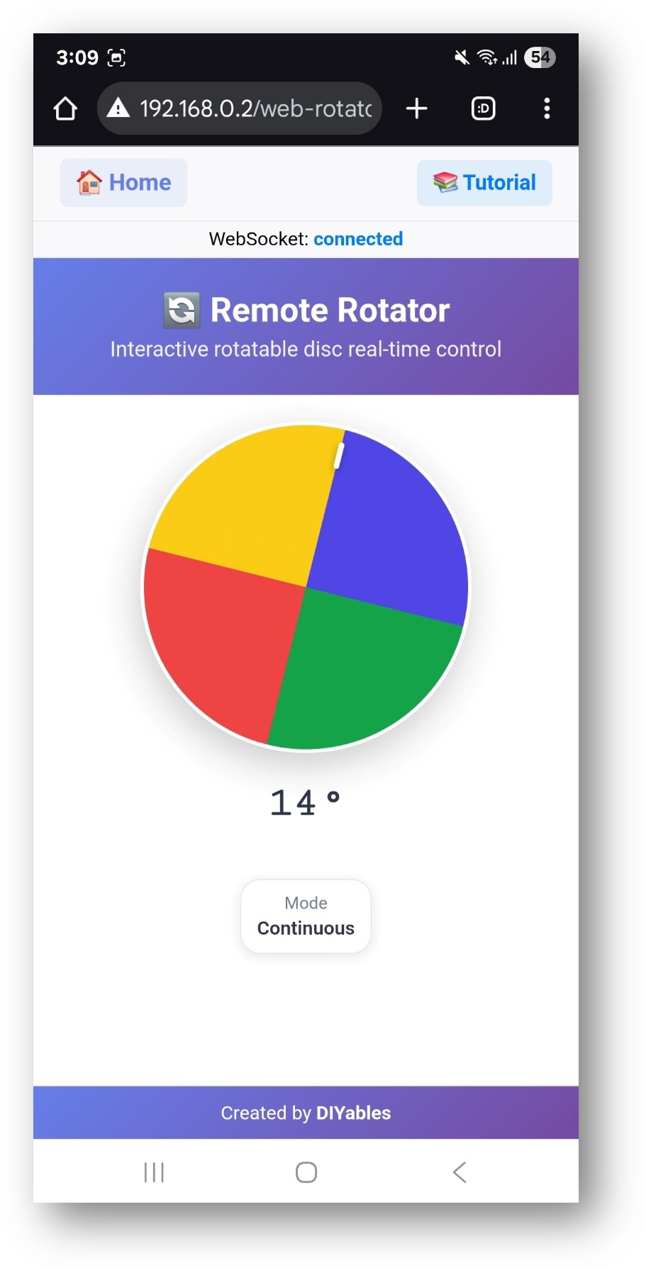 App Web Rotator do DIYables WebApp para Arduino UNO R4