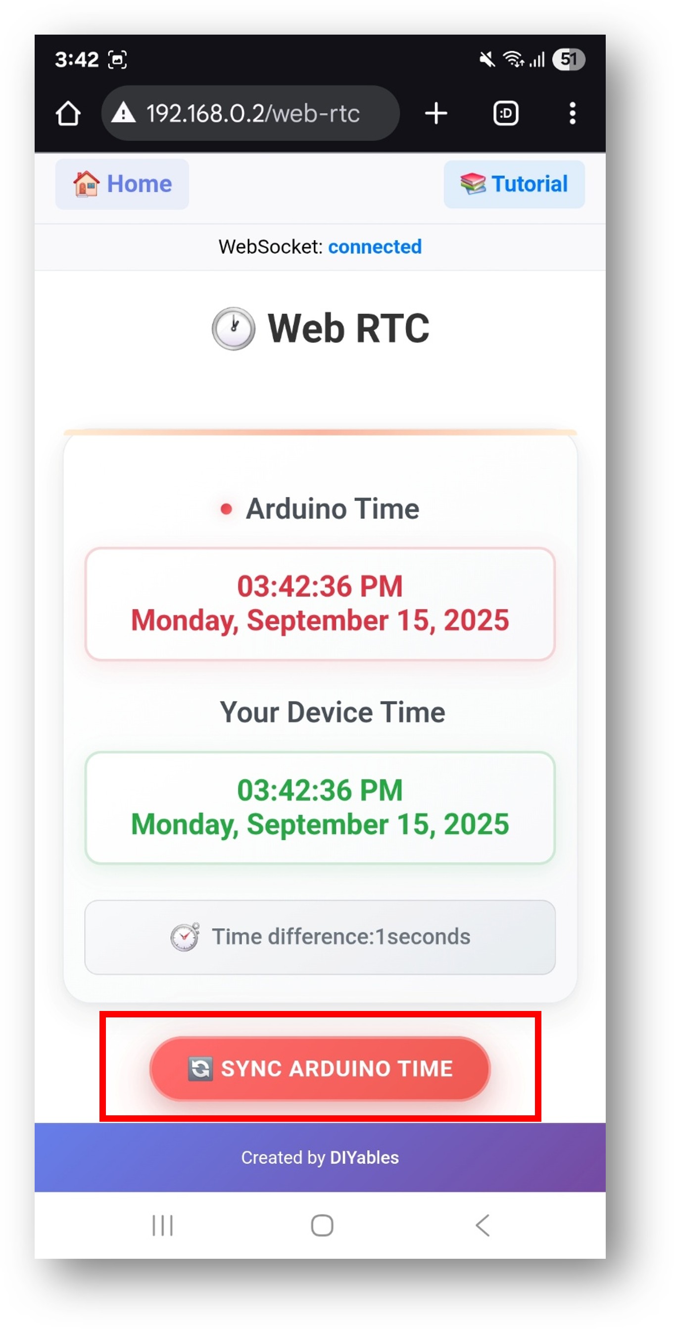 App Web RTC do DIYables WebApp no Arduino UNO R4