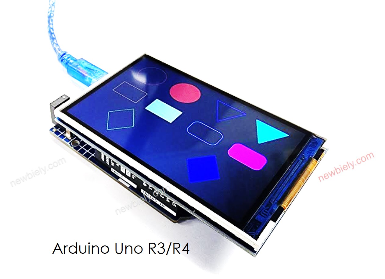 Arduino UNO R4 desenhando formas no display TFT LCD