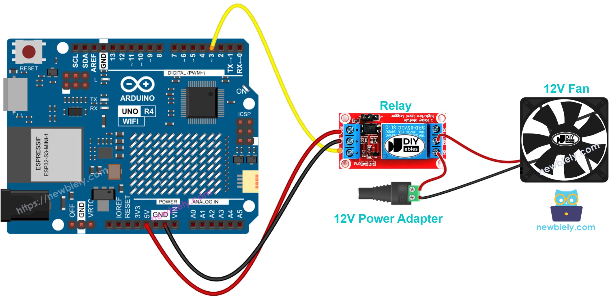 Diagrama de Ligação do Arduino UNO R4 com Ventilador