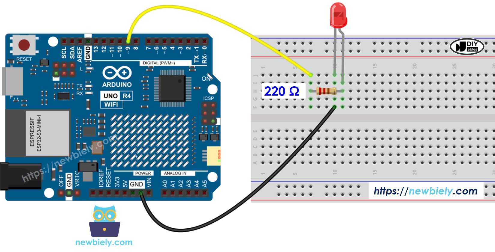 Diagrama de Ligação do LED com Arduino UNO R4