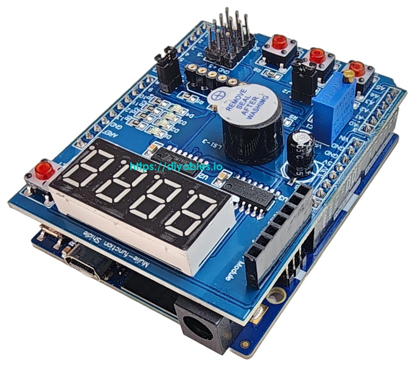 Diagrama de ligação do Multi-Function Shield com Arduino Uno R4
