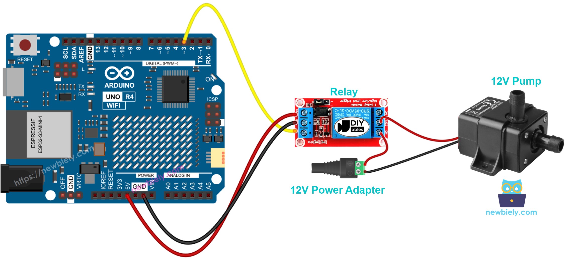 Arduino UNO R4 Diagrama de Ligação da Bomba