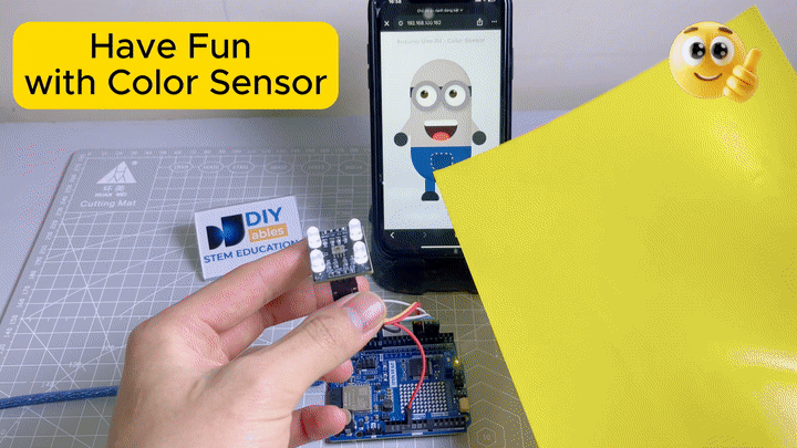 Arduino UNO R4 TCS3200 TCS230 sensor de cor web Minion