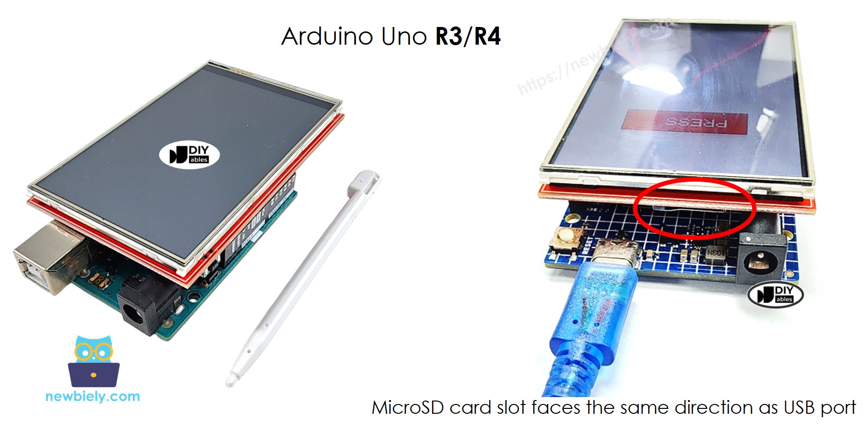 Diagrama de ligação do TFT LCD Touch com Arduino UNO R4