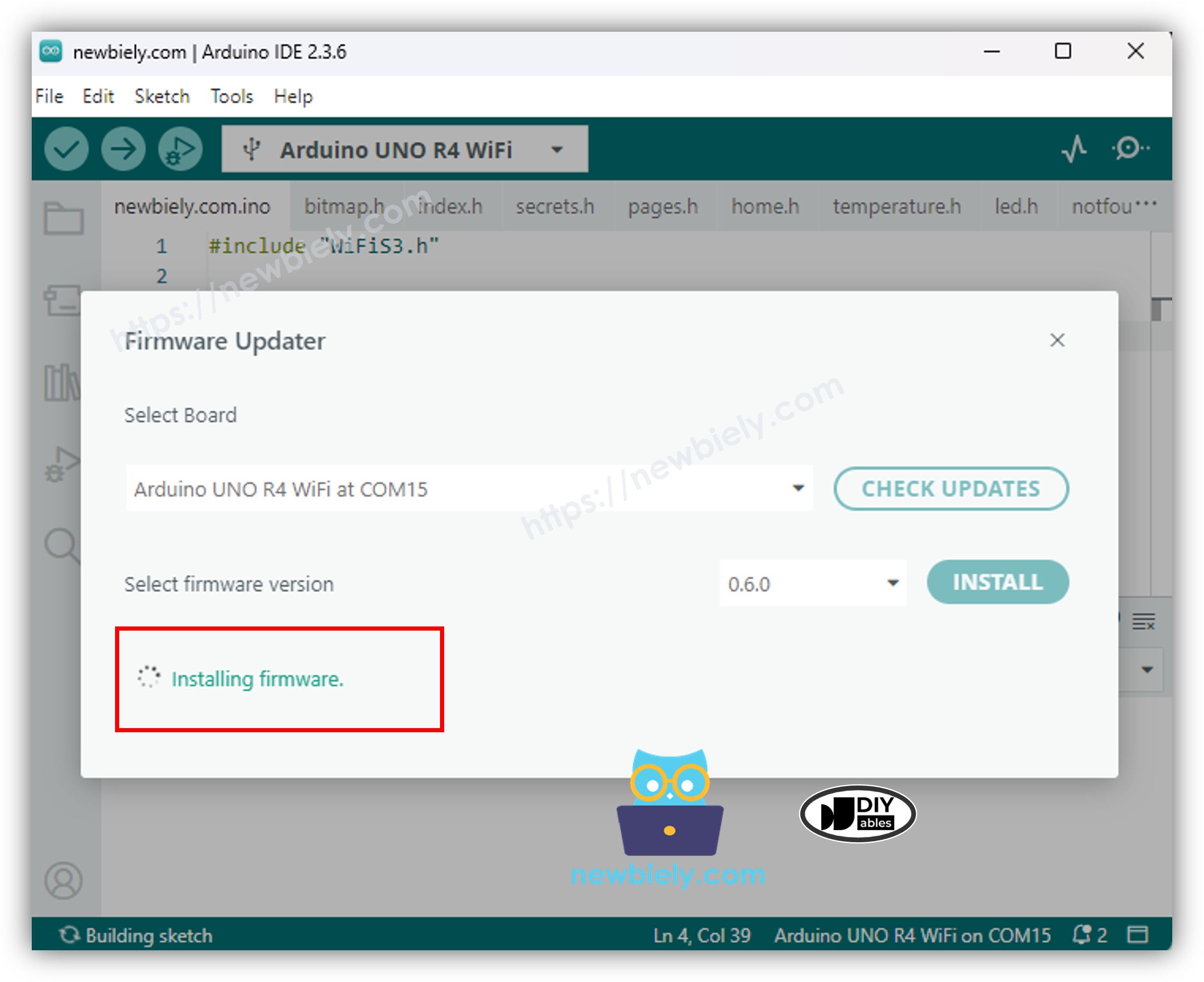 Instalar o firmware do Arduino Uno R4 WiFi