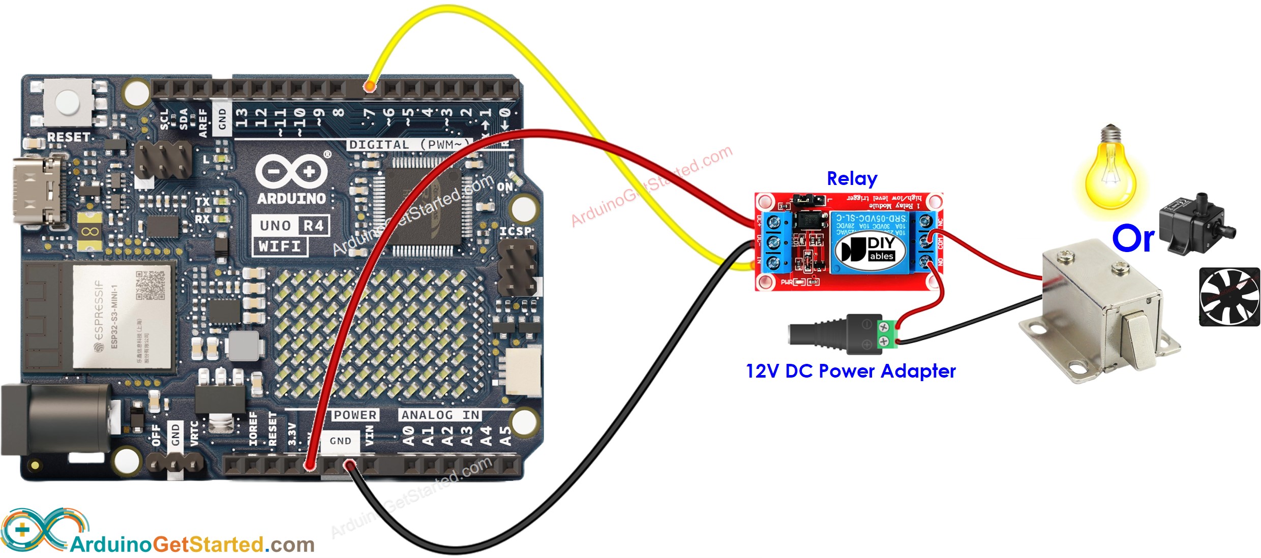 Diagrama de Ligação do Arduino Uno R4 WiFi com relé