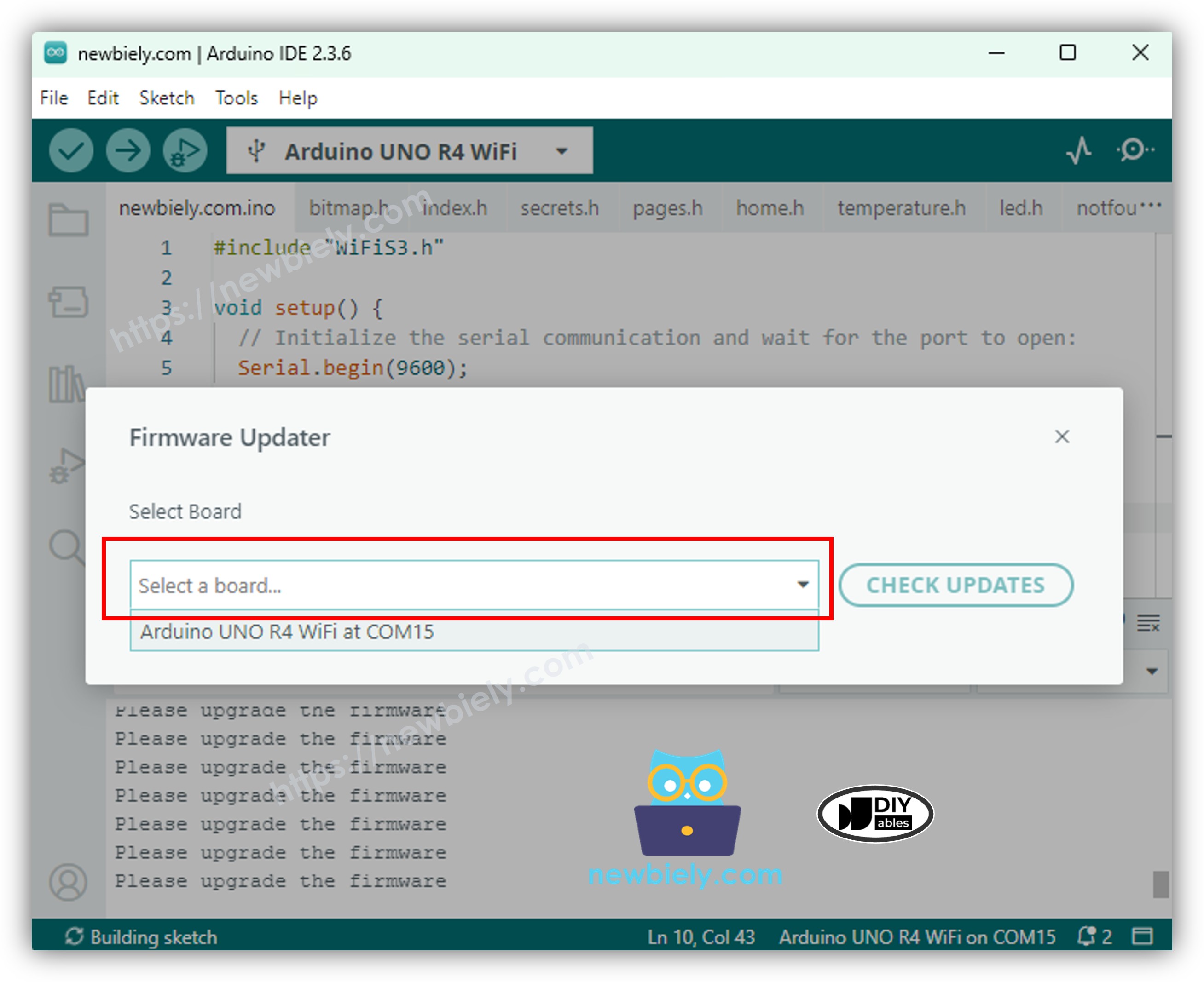 Atualização do firmware do Arduino Uno R4 WiFi