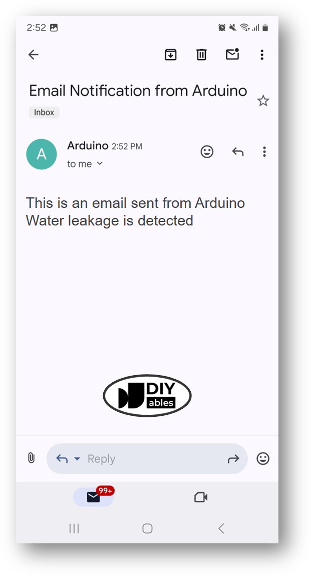 E-mail do sensor de água com Arduino