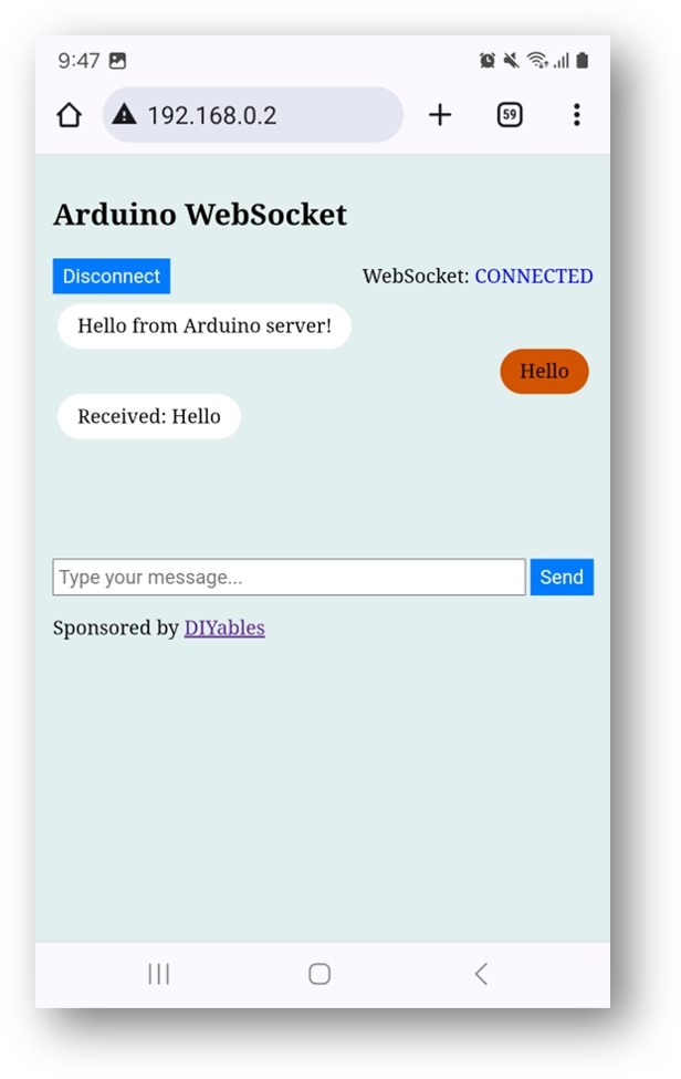 Arduino websocket servidor de chat