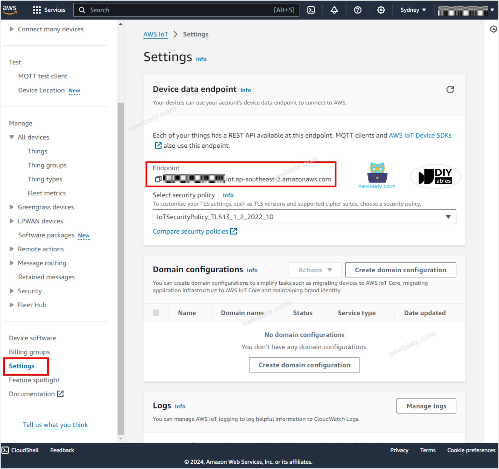 Endpoint do AWS IoT