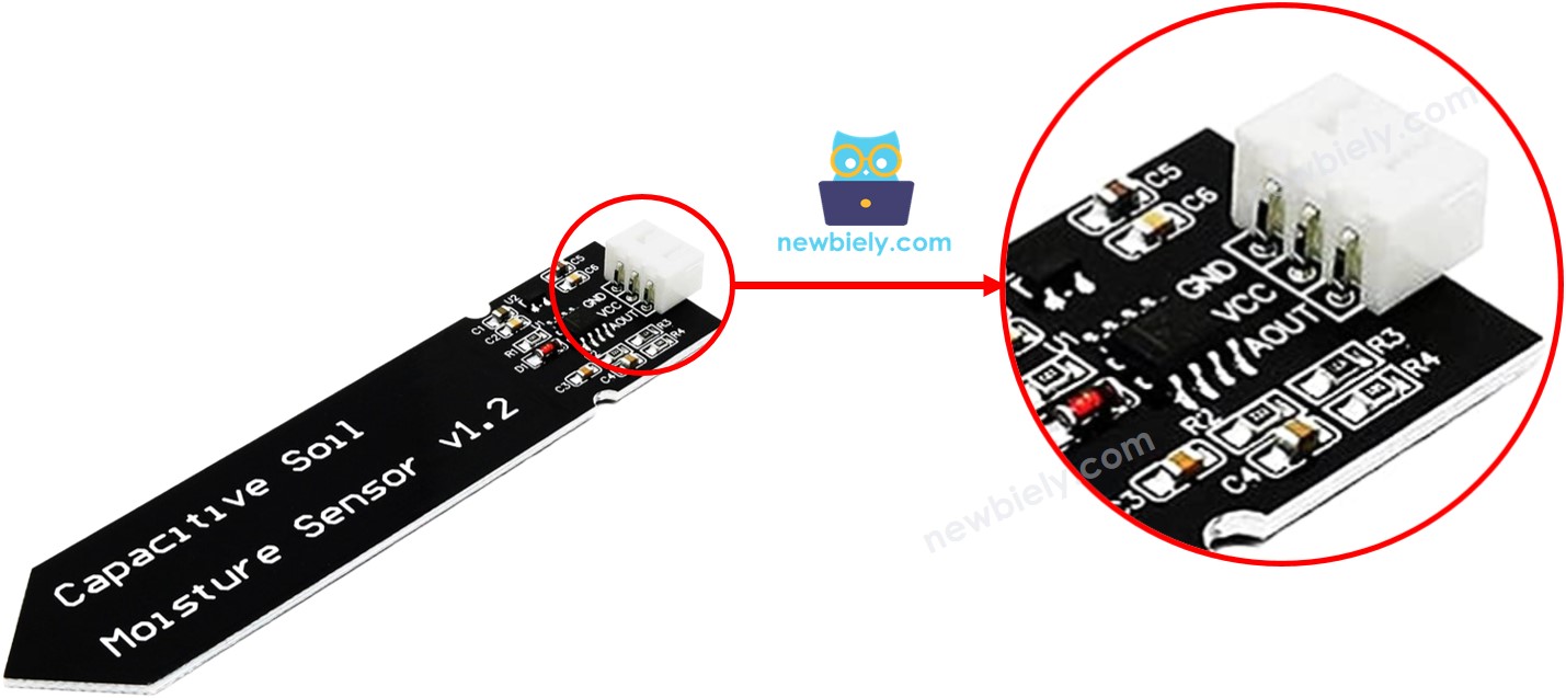 pinagem do sensor de umidade do solo capacitivo