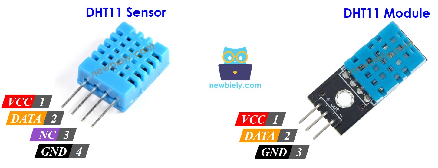 Pinagem do sensor de temperatura e umidade DHT11