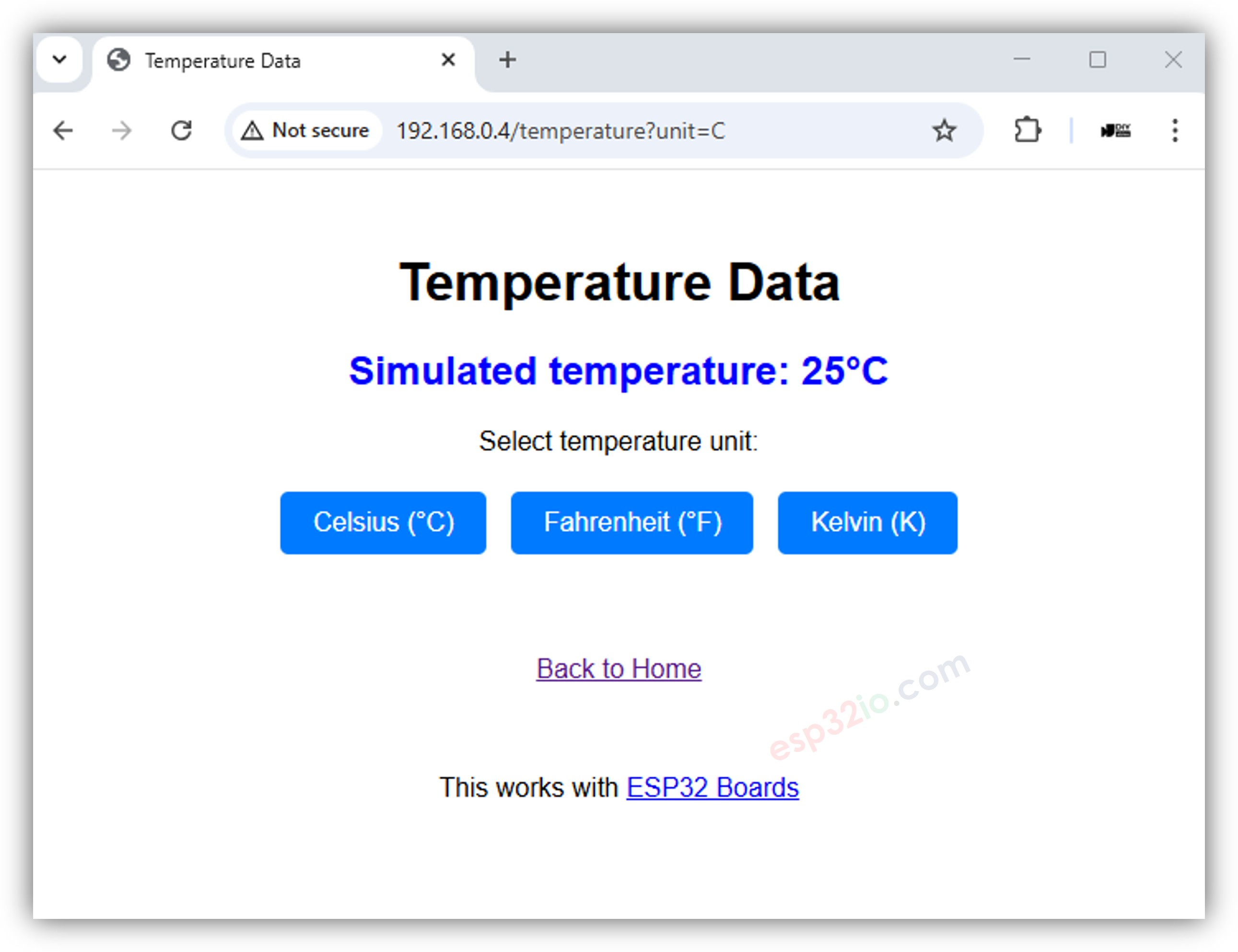 ESP32 Web Server Temperatura Query Strings