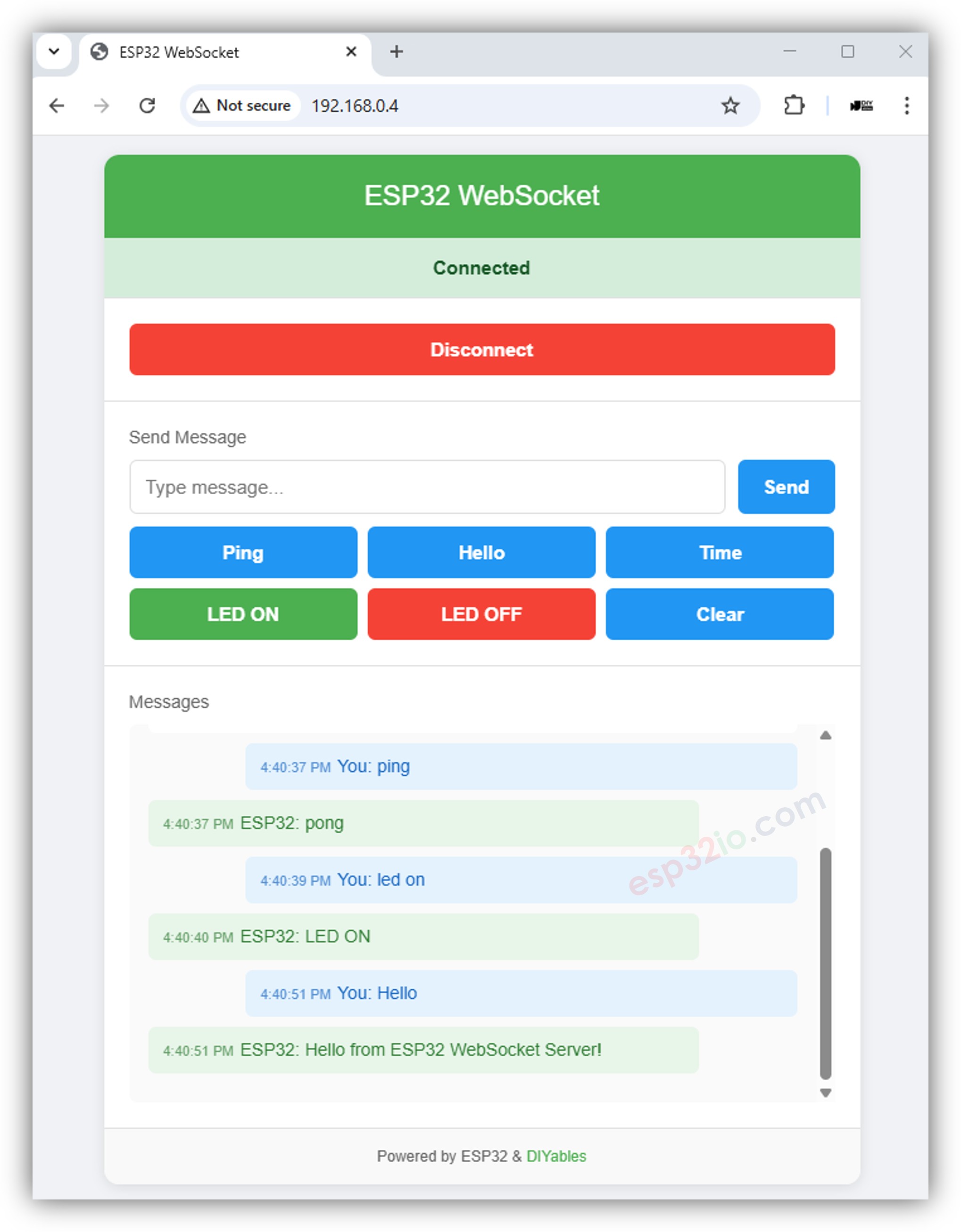 Demonstração do WebSocket no ESP32