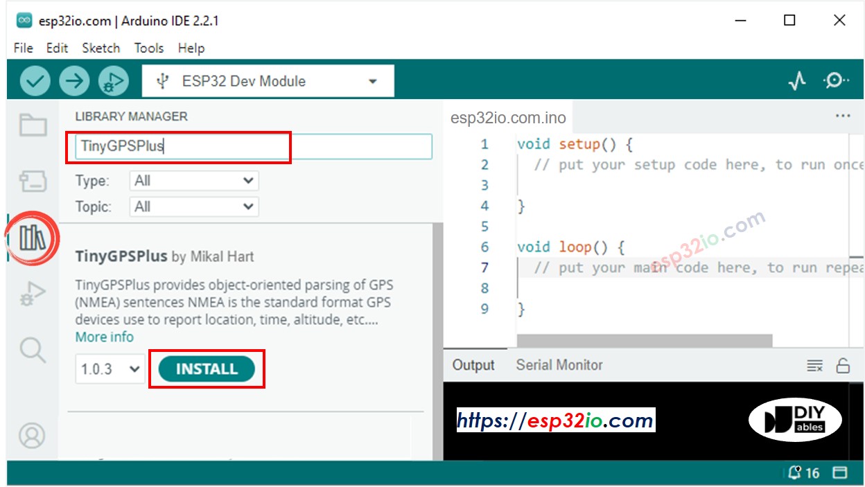 Biblioteca TinyGPS++ para ESP32