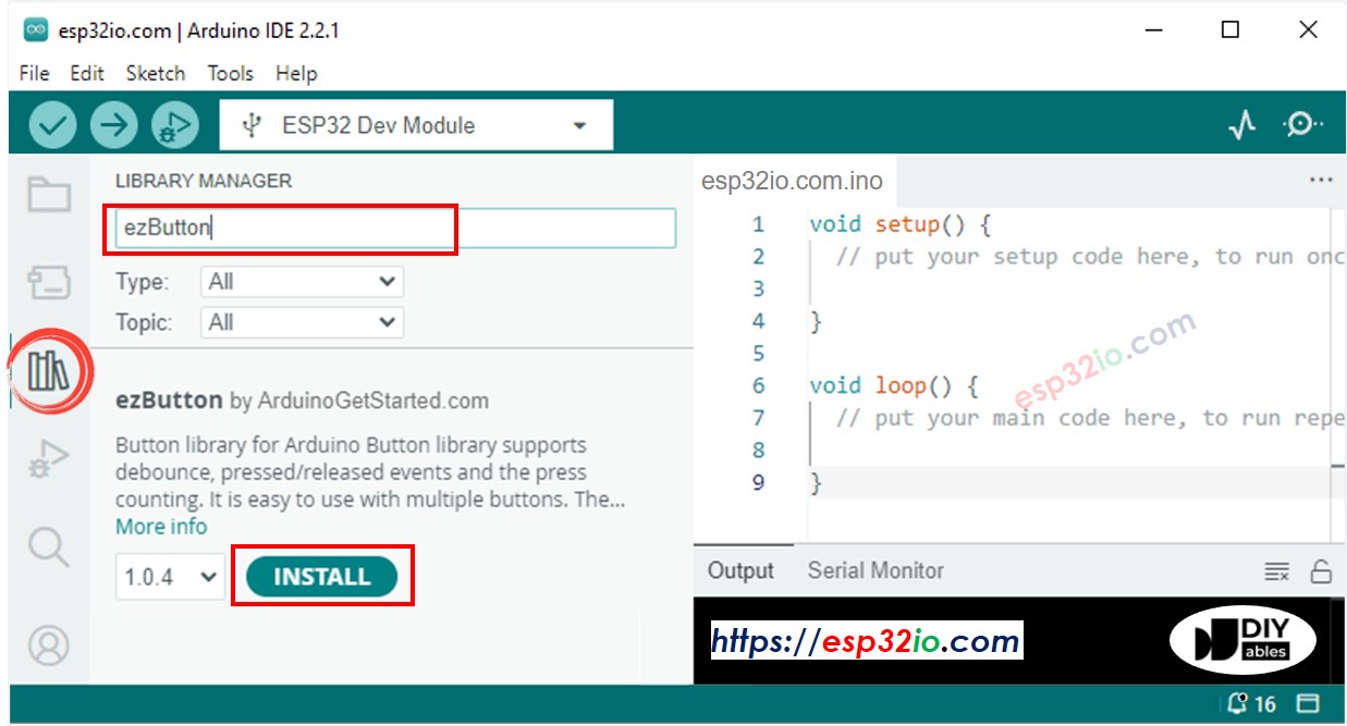 Biblioteca de botão para ESP32