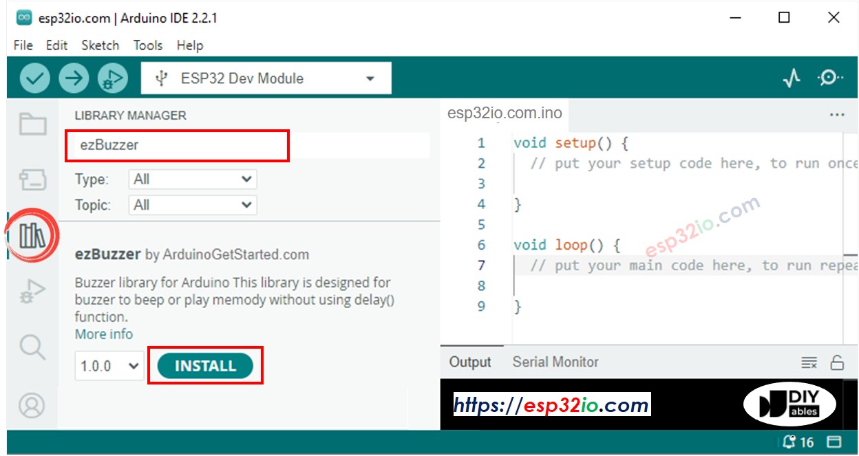 Biblioteca de buzzer para ESP32