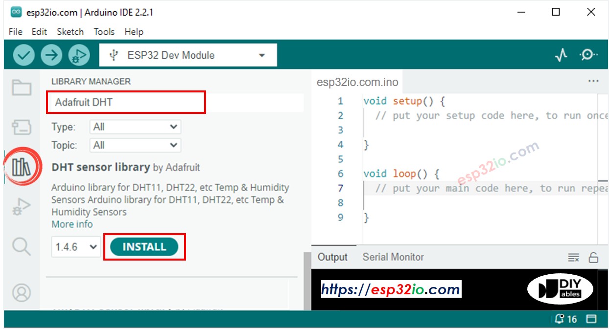 Biblioteca DHT sensor para ESP32