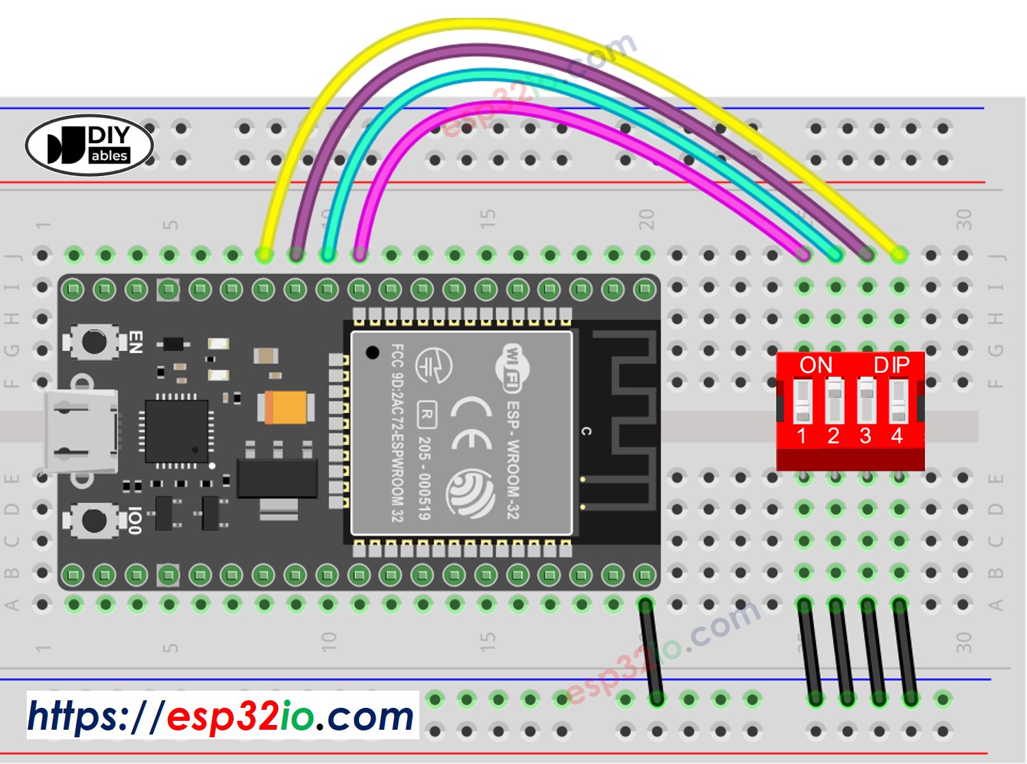 Diagrama de Ligação da chave DIP com ESP32
