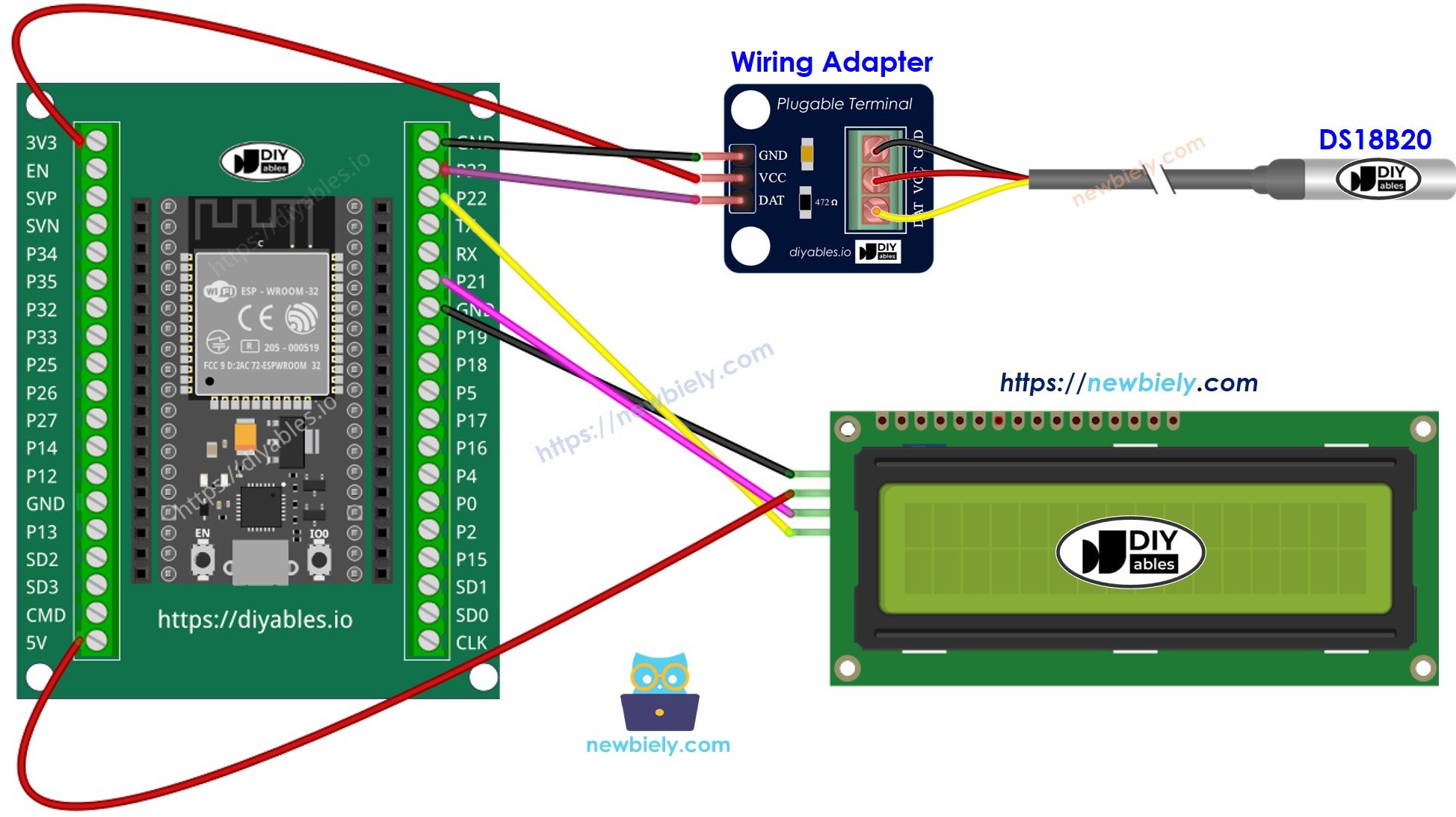 Como conectar o ESP32 ao sensor de temperatura e ao LCD