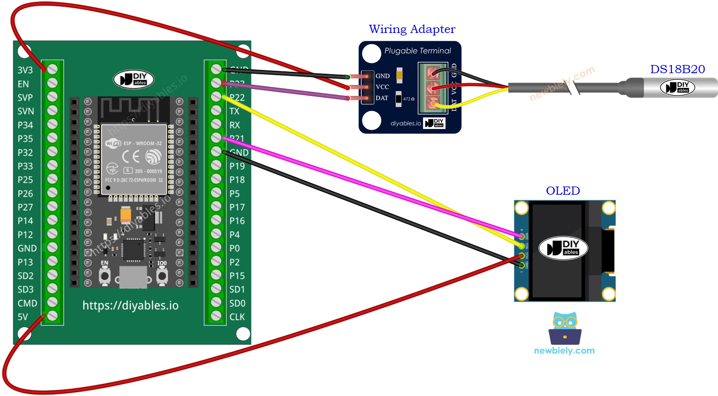 Como conectar o ESP32 ao sensor de temperatura e ao OLED
