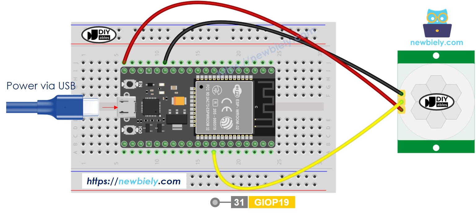 Diagrama de Ligação do Sensor de Movimento com ESP32