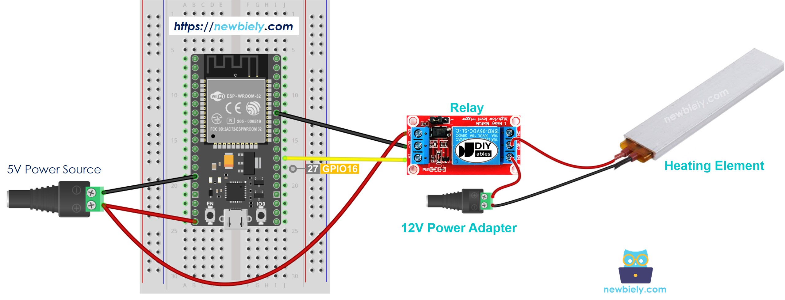 Diagrama de Ligação do ESP32 com Elemento de Aquecimento