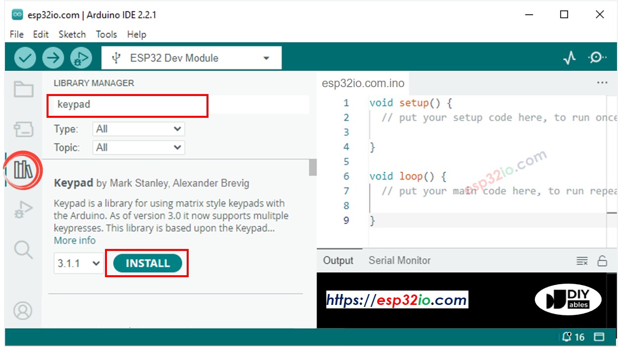 Biblioteca keypad para ESP32