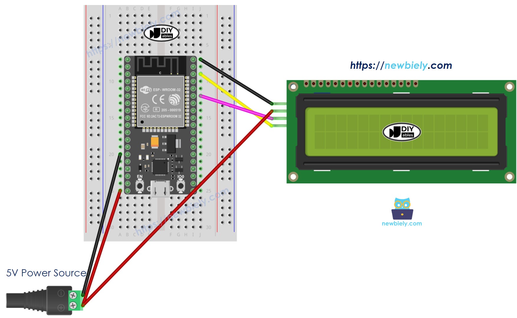Diagrama de Ligação do ESP32 com display LCD