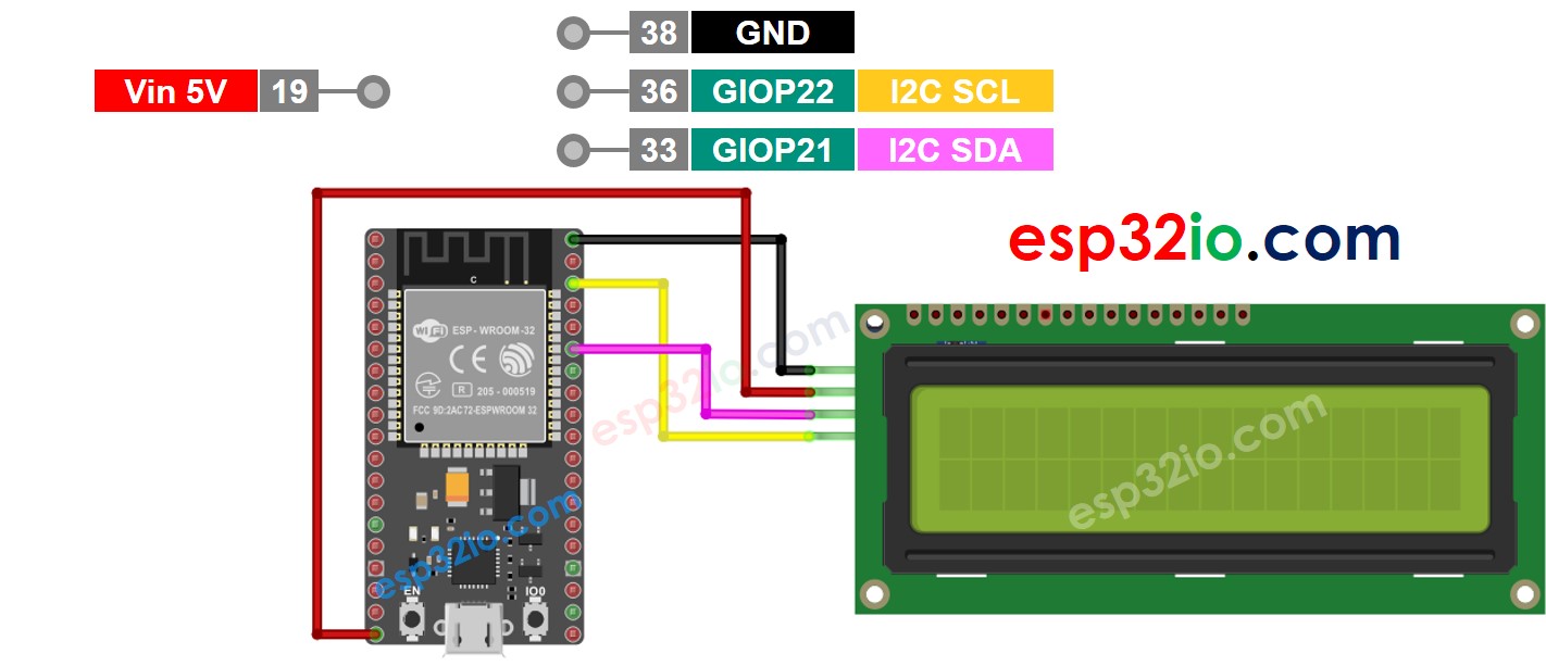 Diagrama de Ligação do ESP32 com LCD I2C