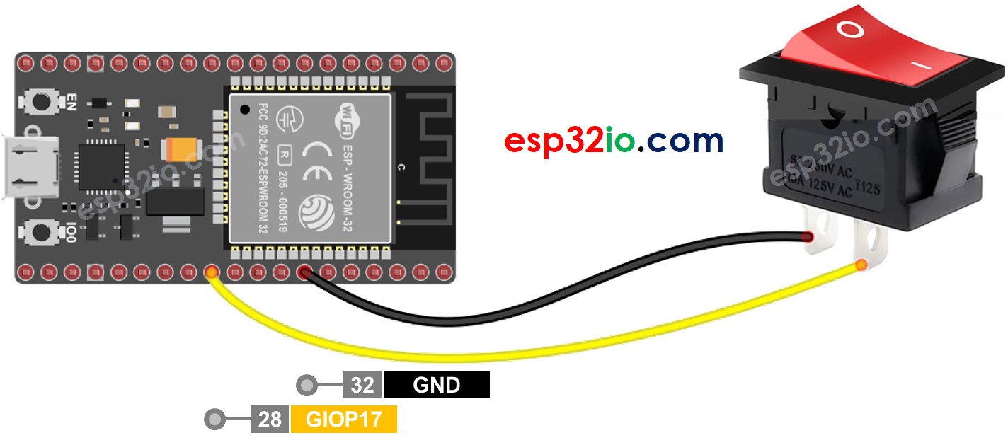 Diagrama de Ligação da Chave ON/OFF com ESP32