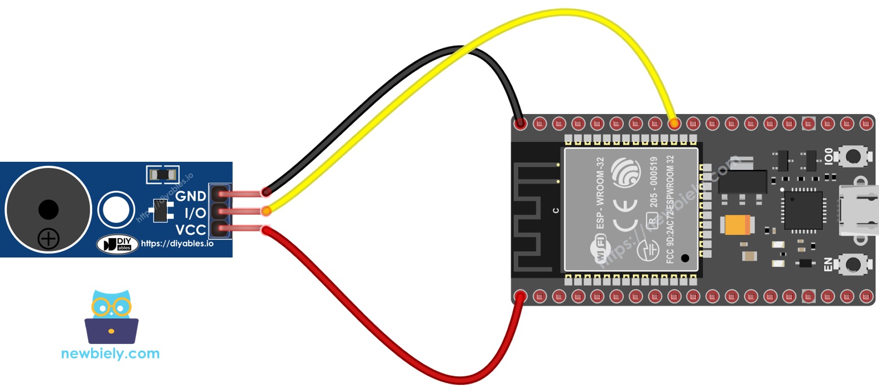 Diagrama de Ligação do Buzzer Piezo com ESP32