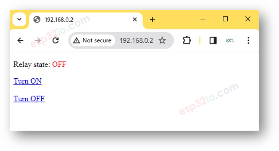 ESP32 relé navegador web