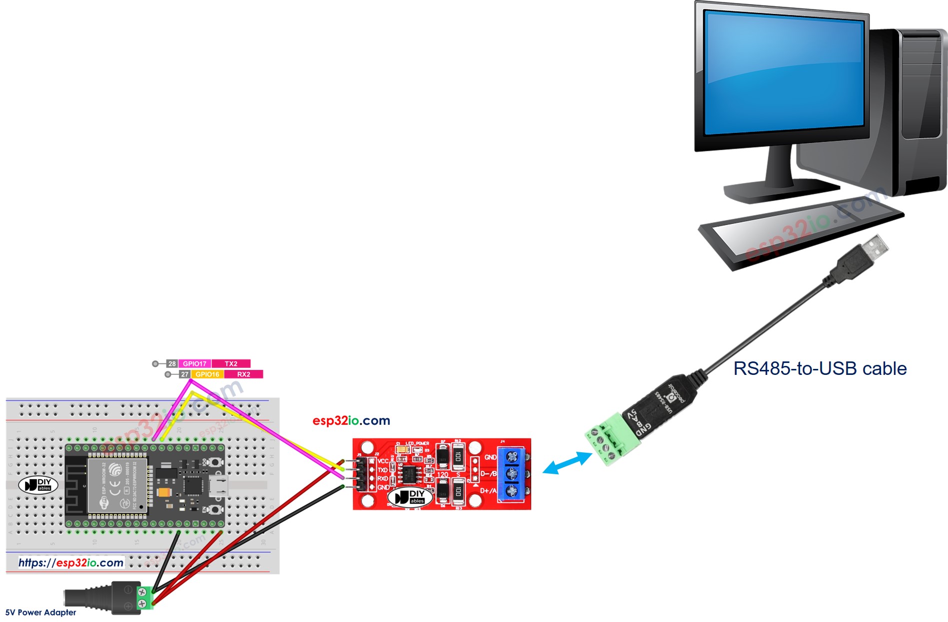 Comunicação do ESP32 RS485 com o PC