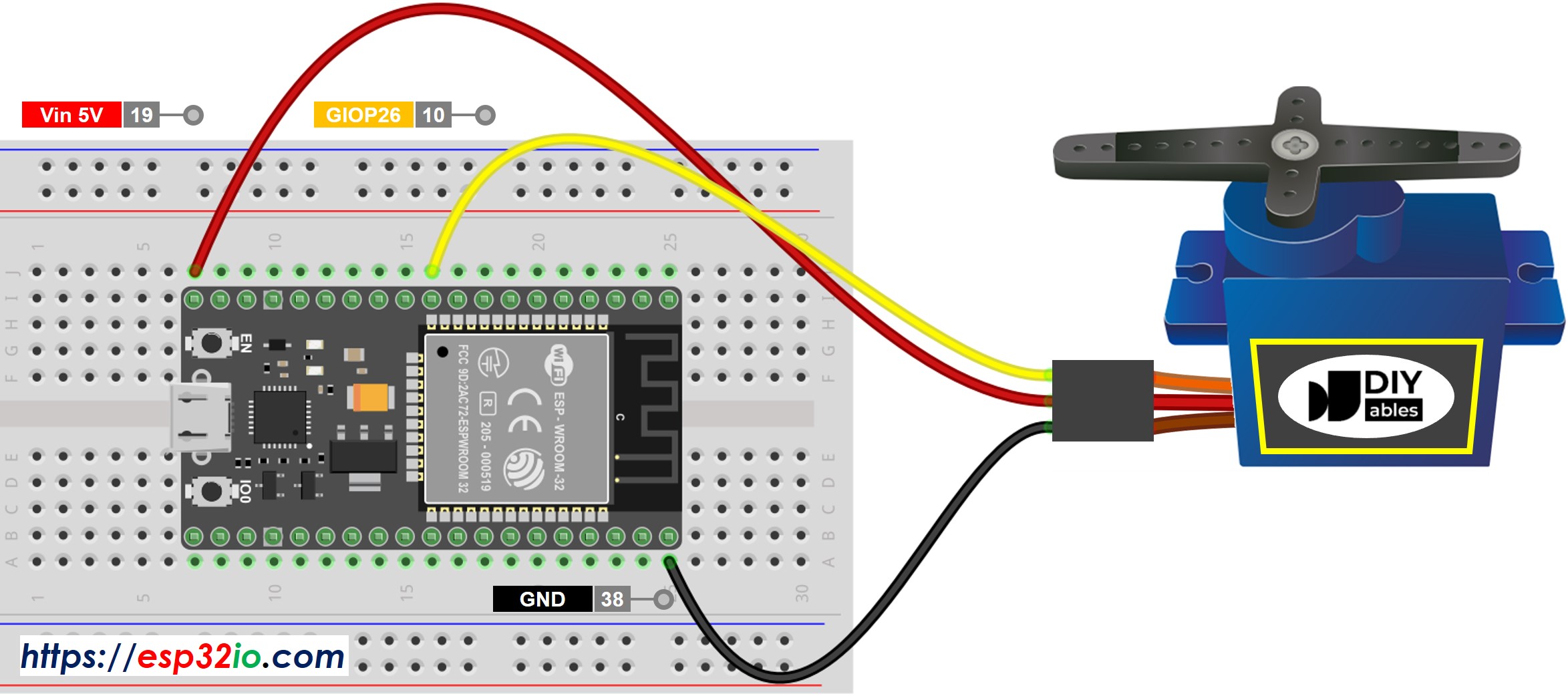 Diagrama de Ligação do Servo Motor com ESP32