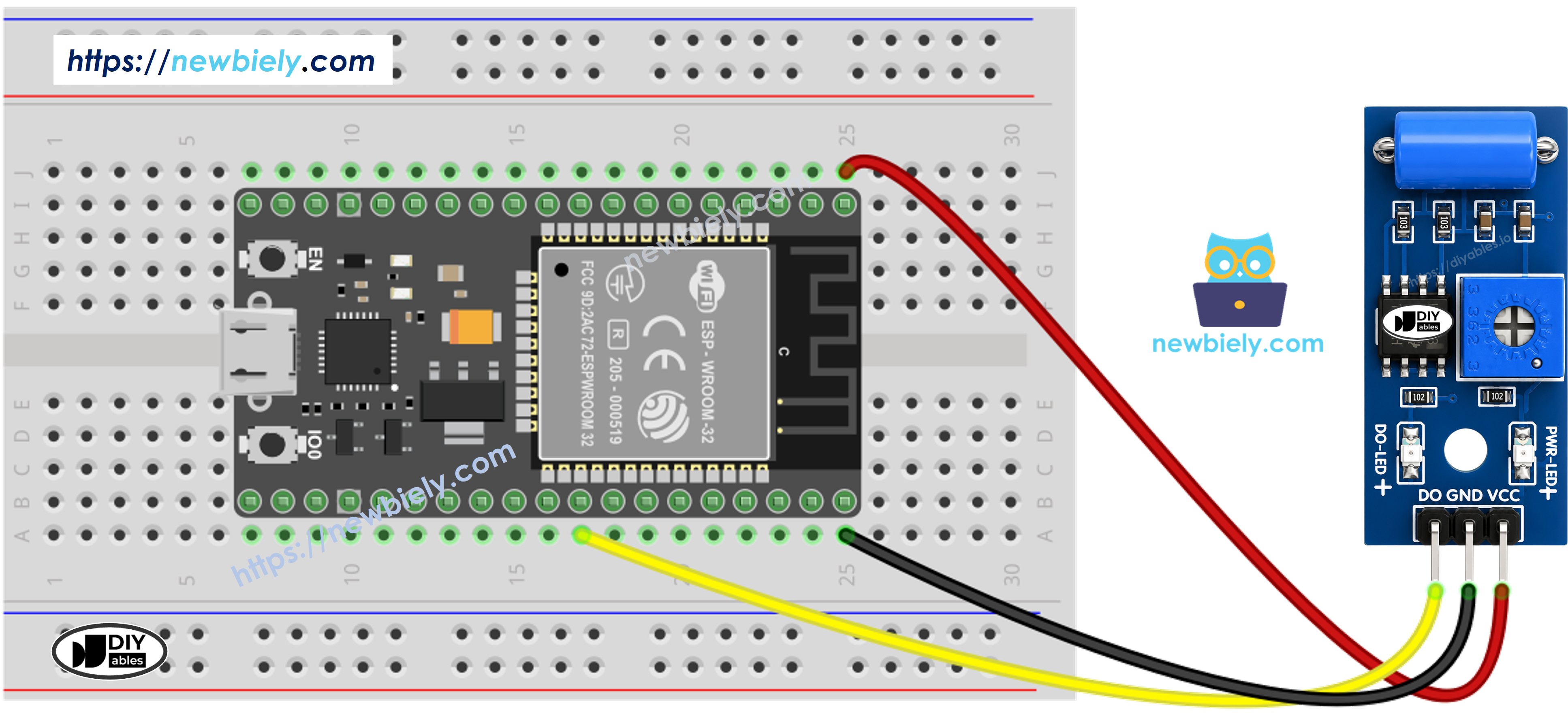 Diagrama de Ligação do ESP32 com Sensor de Vibração SW-420